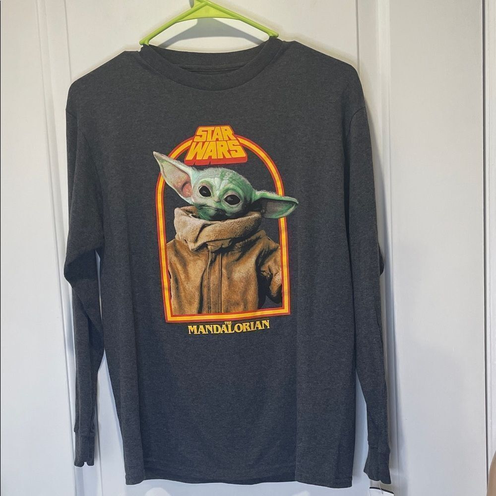 Star Wars Mandalorian Kids Black Long Sleeve Tee size L